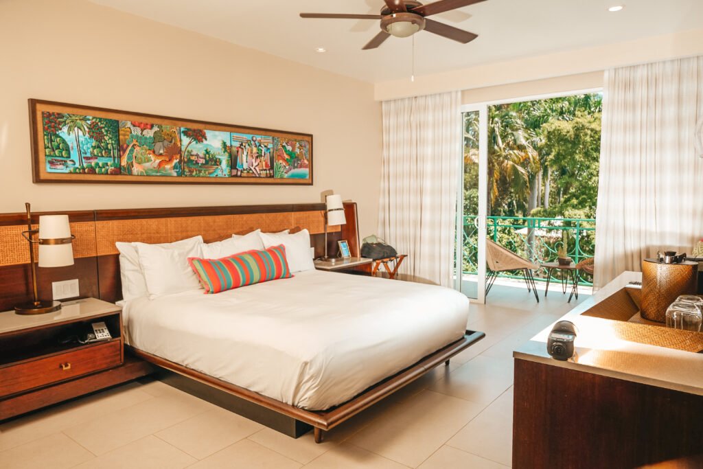 A visible bed inside EKolojik Resort hotel in Cap-Haitien